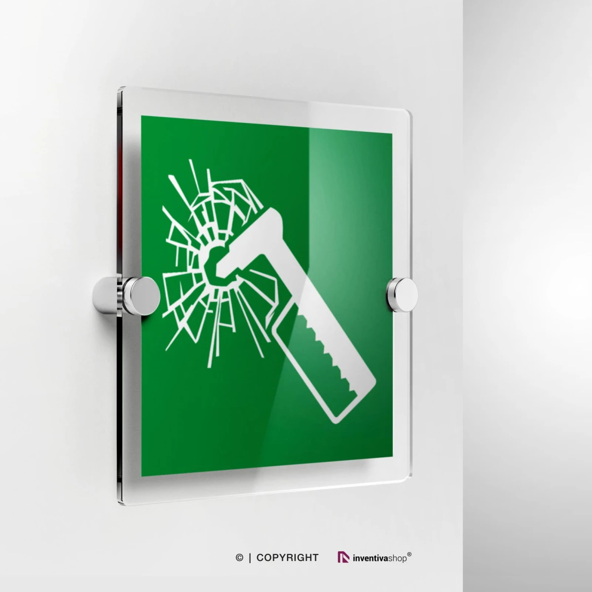 Cartello martello d’emergenza E025 in plexiglass