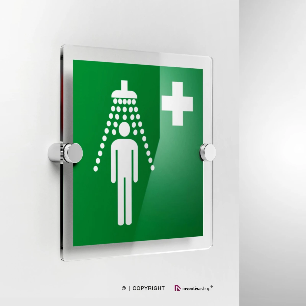 Cartello doccia di emergenza E012 in plexiglass