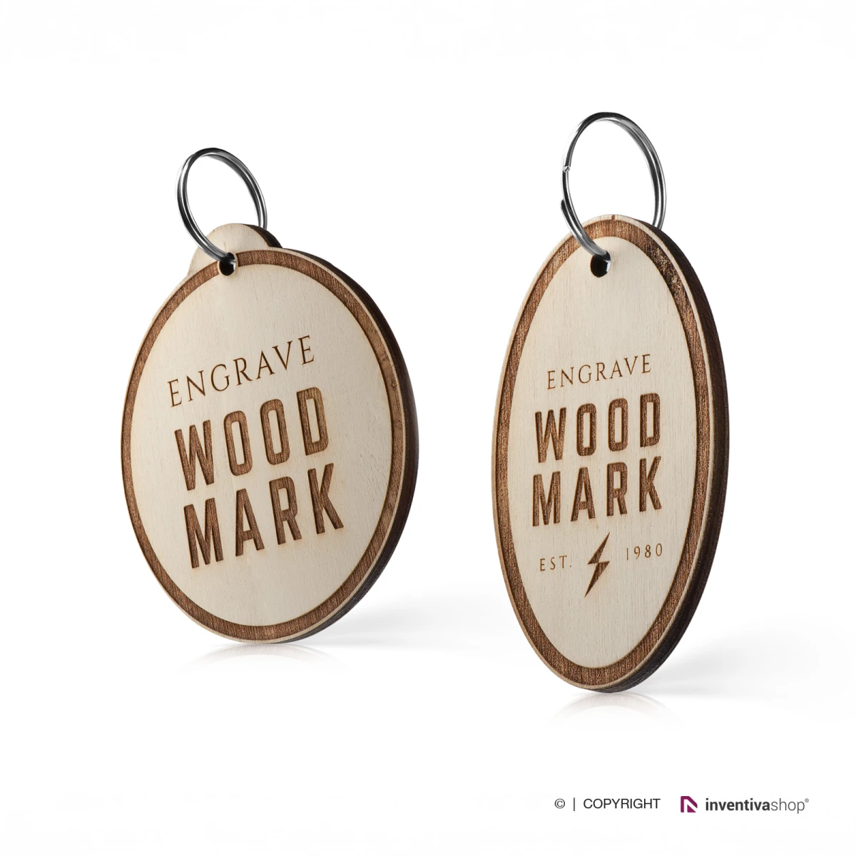 Portachiavi in legno Wood Mark incisione monocolore