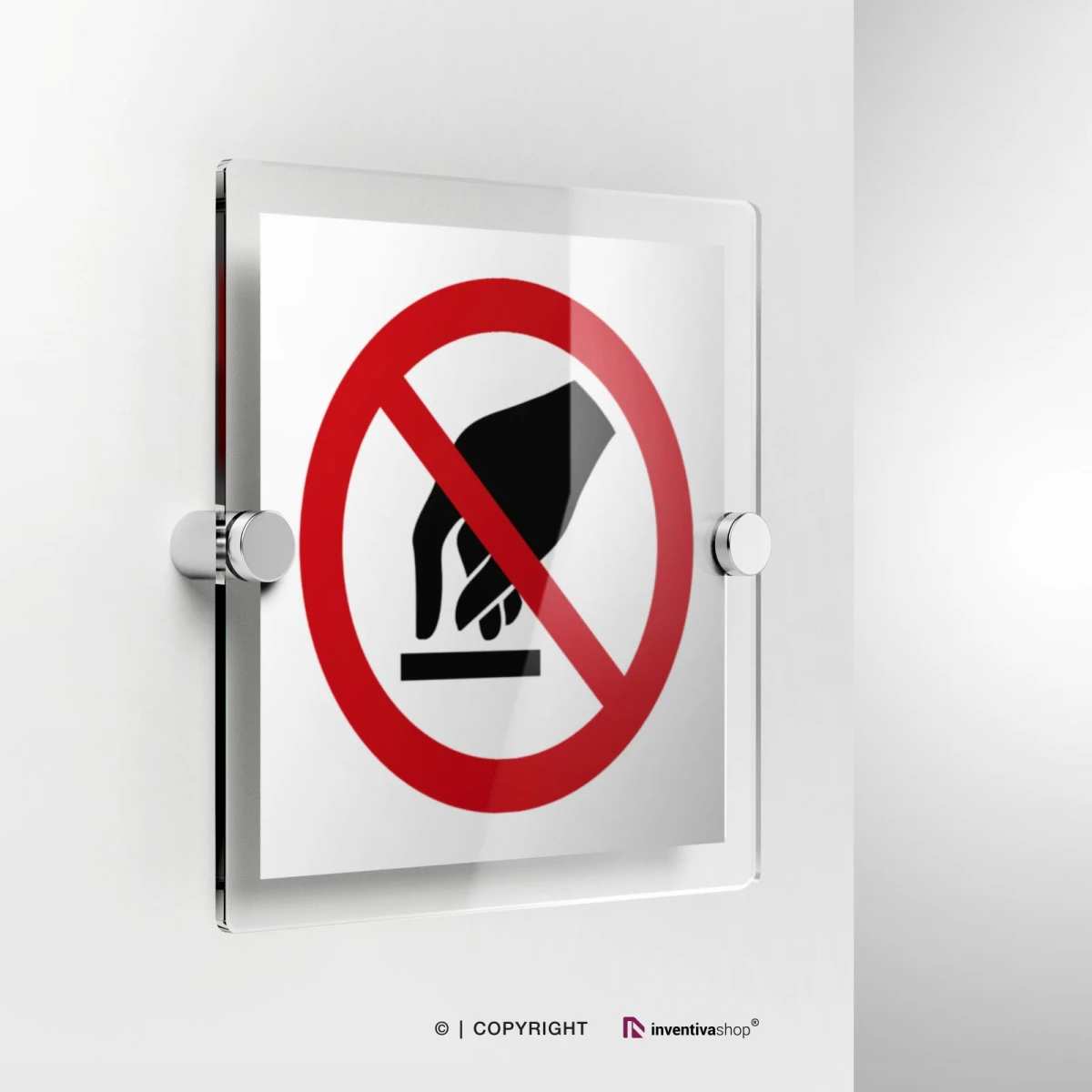 Cartello vietato toccare P010 in plexiglass con fissaggio a parete
