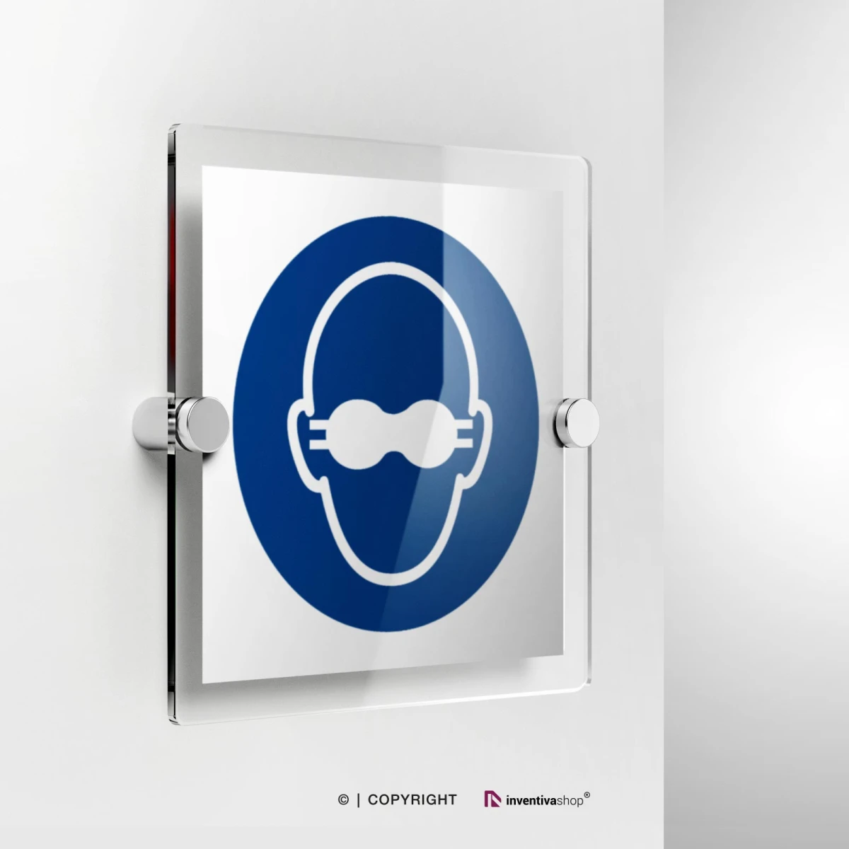 Cartello occhiali con lenti opache obbligatori M007 in plexiglass con fissaggio a parete