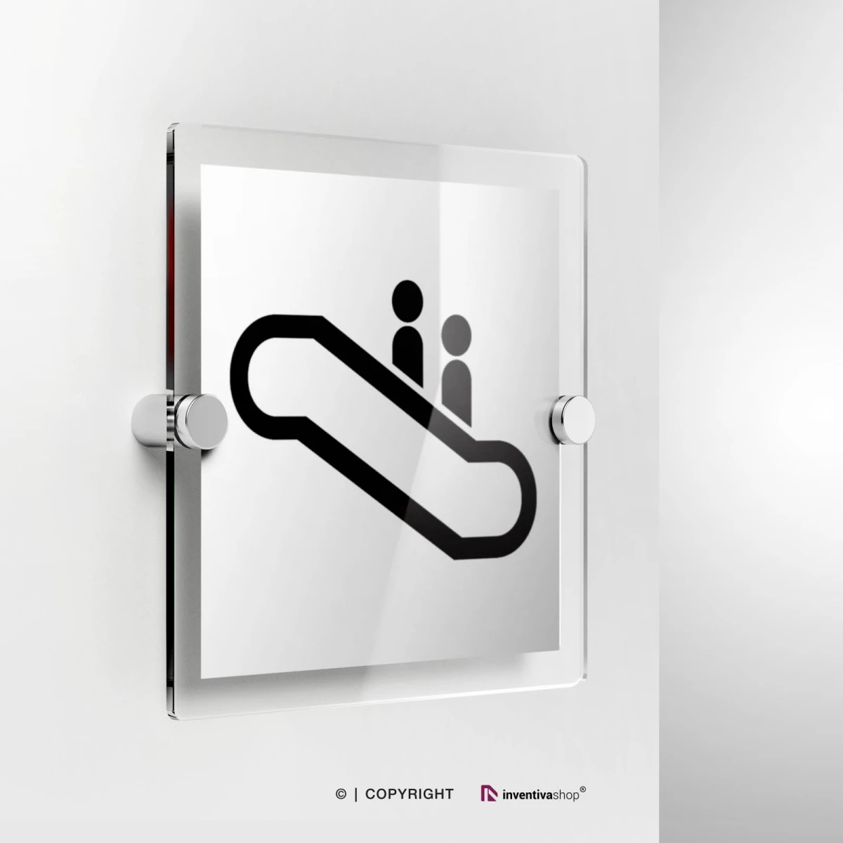 Cartello scale mobili in plexiglass con fissaggio a parete