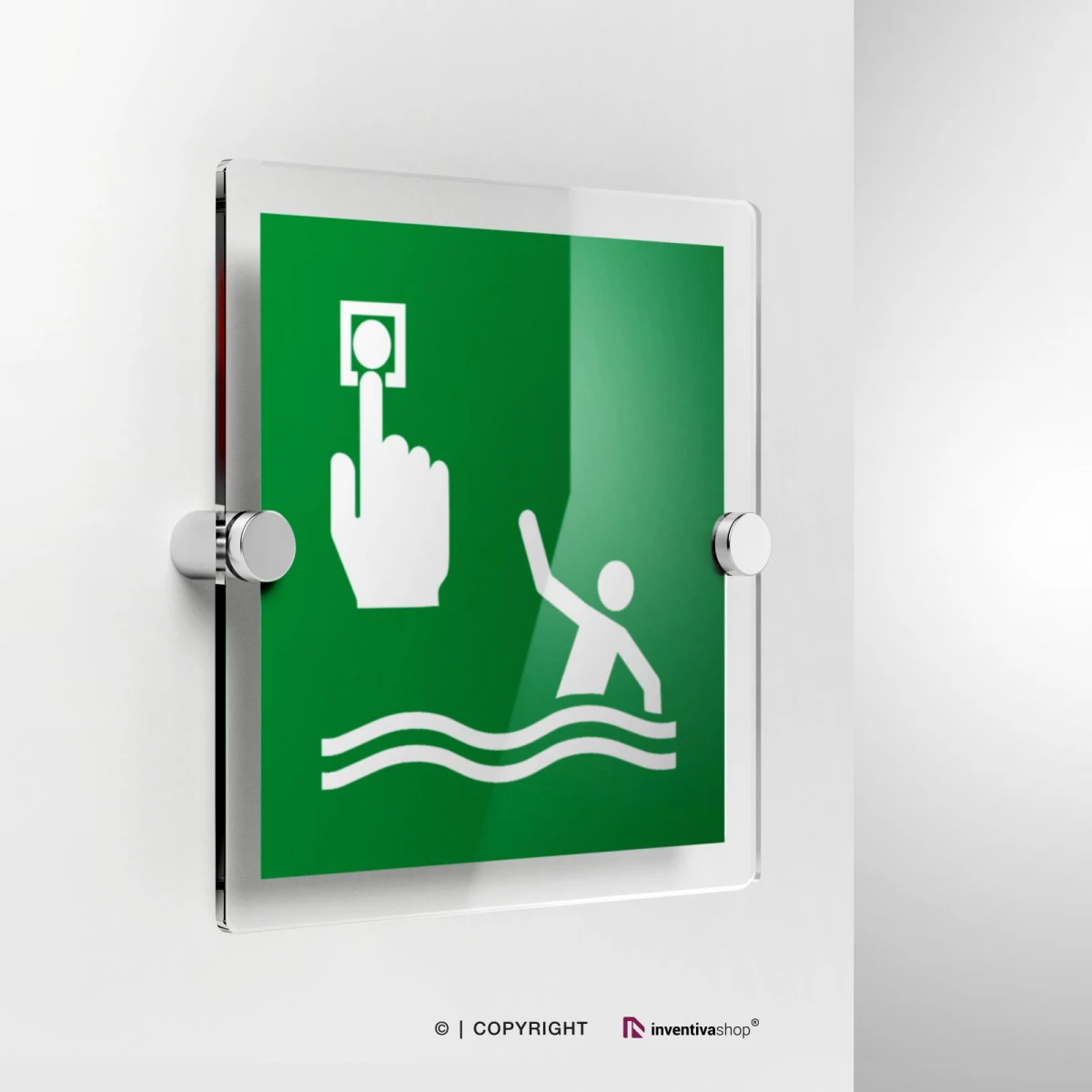 Cartello punto di chiamata persona in mare E069 in plexiglass