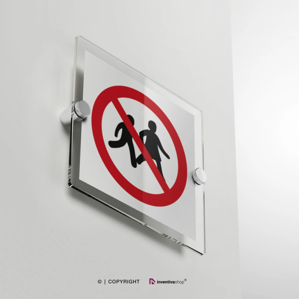 Cartello di divieto di accesso ai bambini P036 in plexiglass con fissaggio a parete
