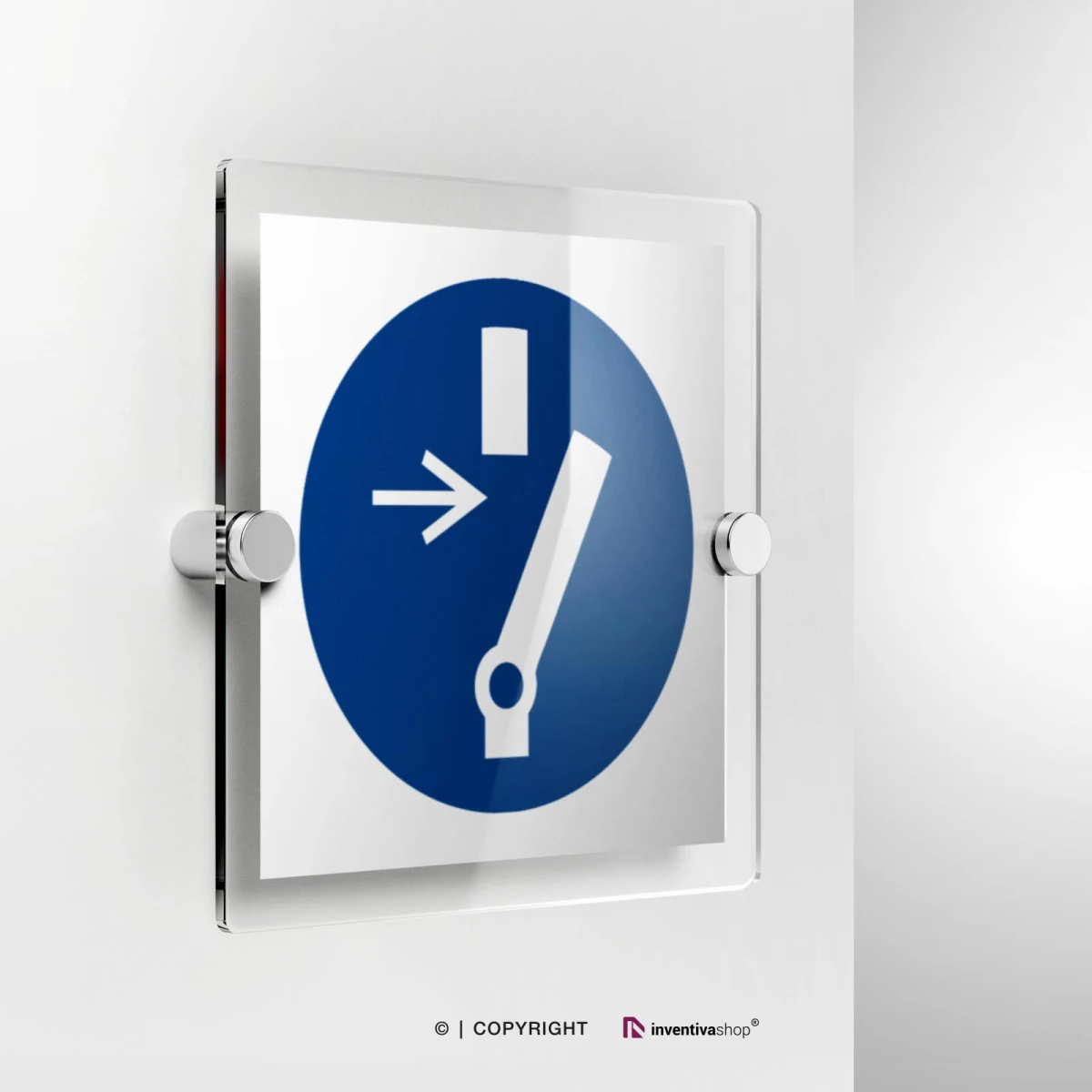 Cartello togliere tensione prima di iniziare lavori o riparazioni M021 in plexiglass con fissaggio a parete
