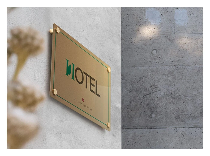 Targhe singola lastra in  ottone per attività come hotel