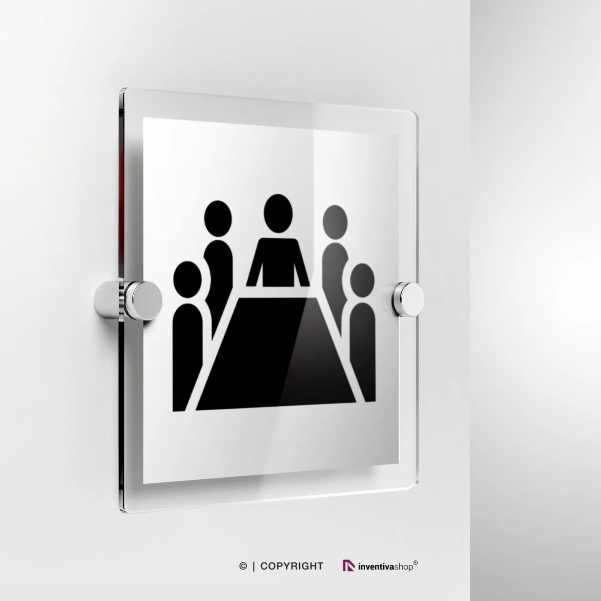 Cartello sala riunioni in plexiglass con fissaggio a parete