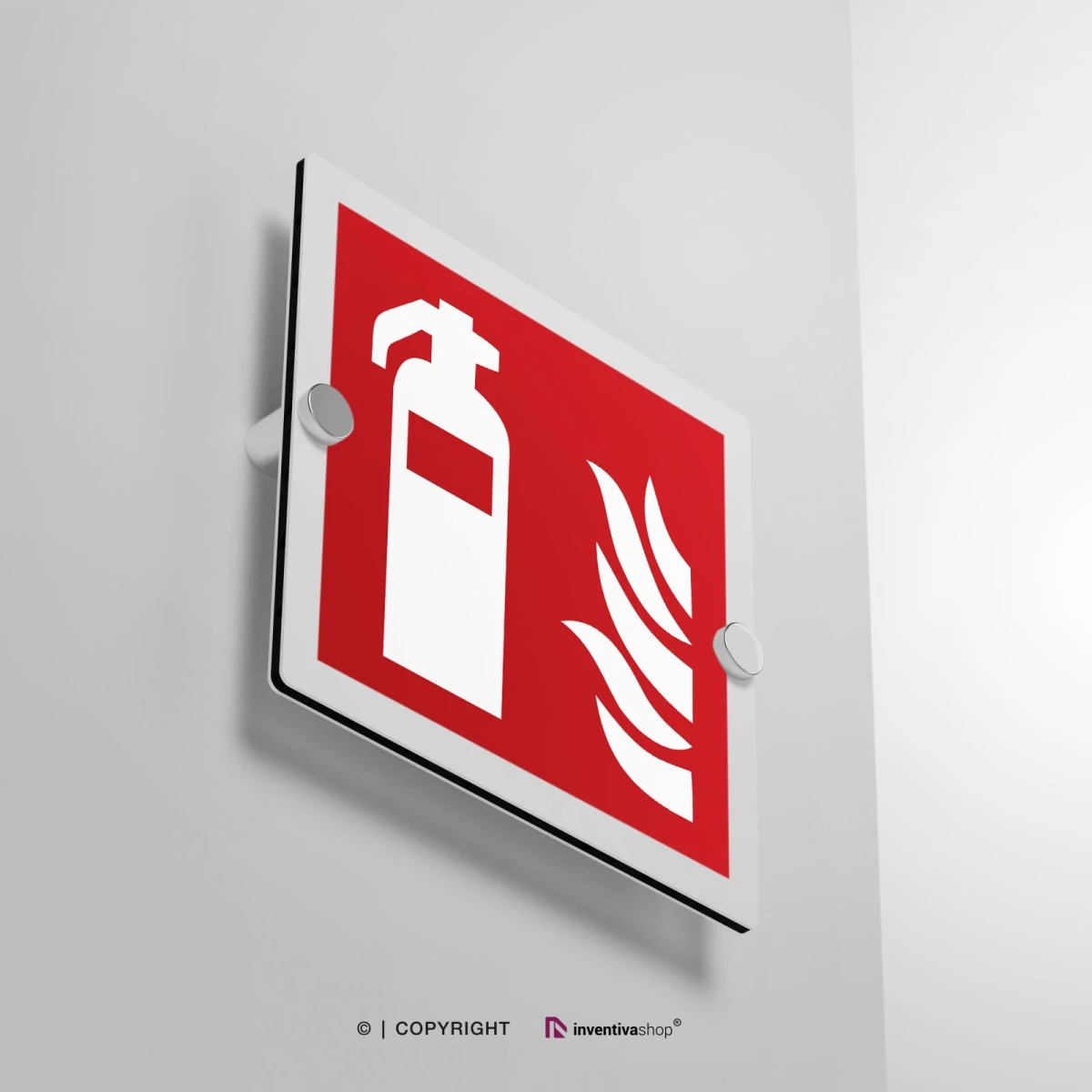 Cartello antincendio con estintore o con estintore e fiamma F001
