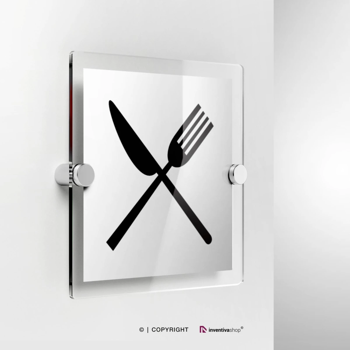 Cartello ristorante a in plexiglass con fissaggio a parete