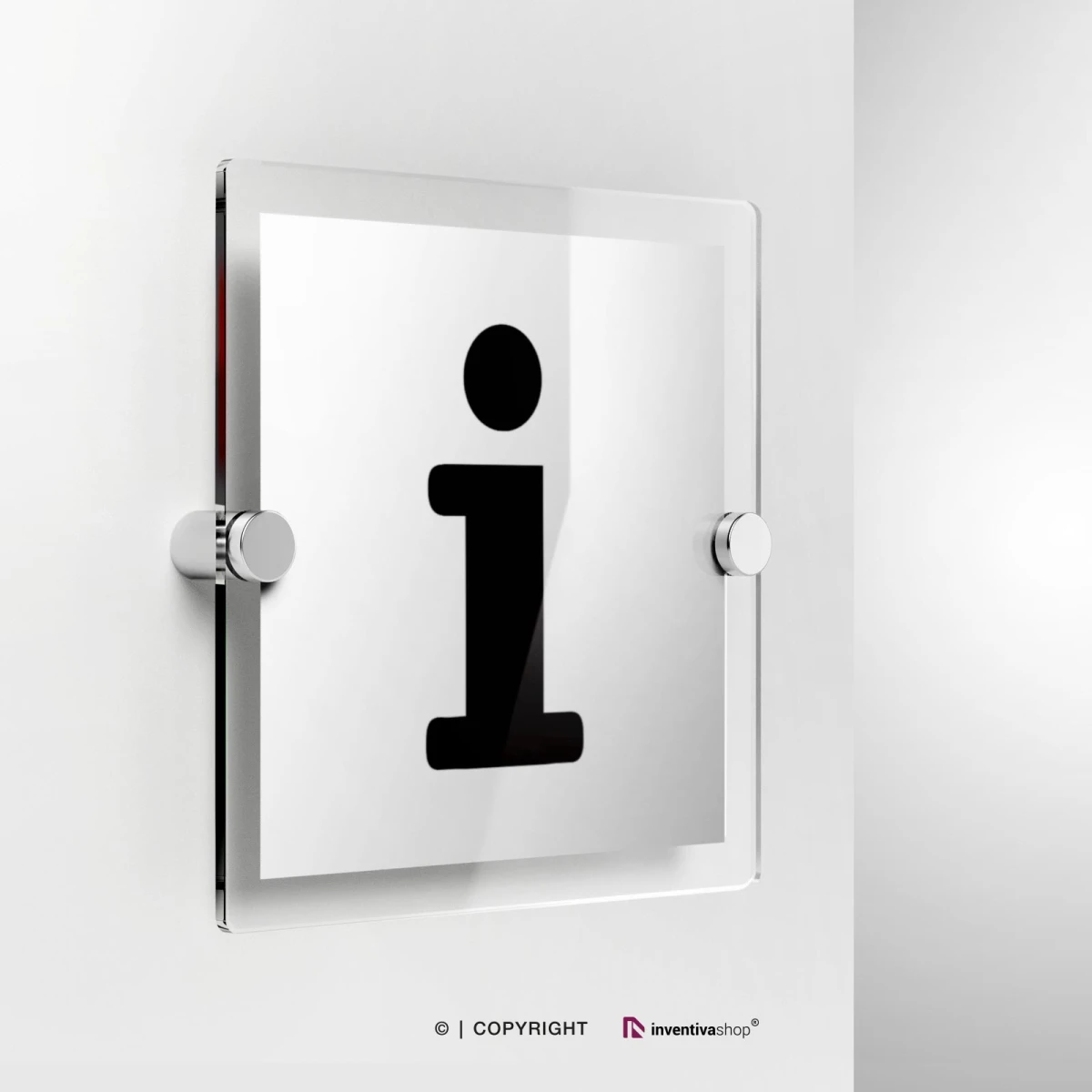 Cartello punto informazione vers a in plexiglass con fissaggio a parete