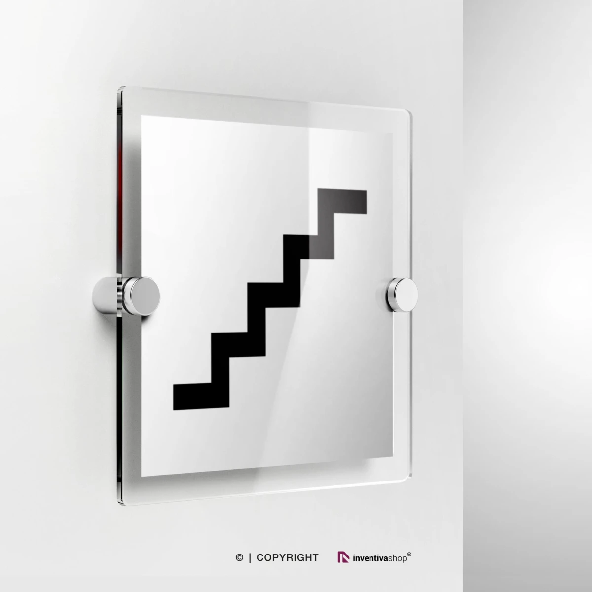 Cartello scale in plexiglass con fissaggio a parete