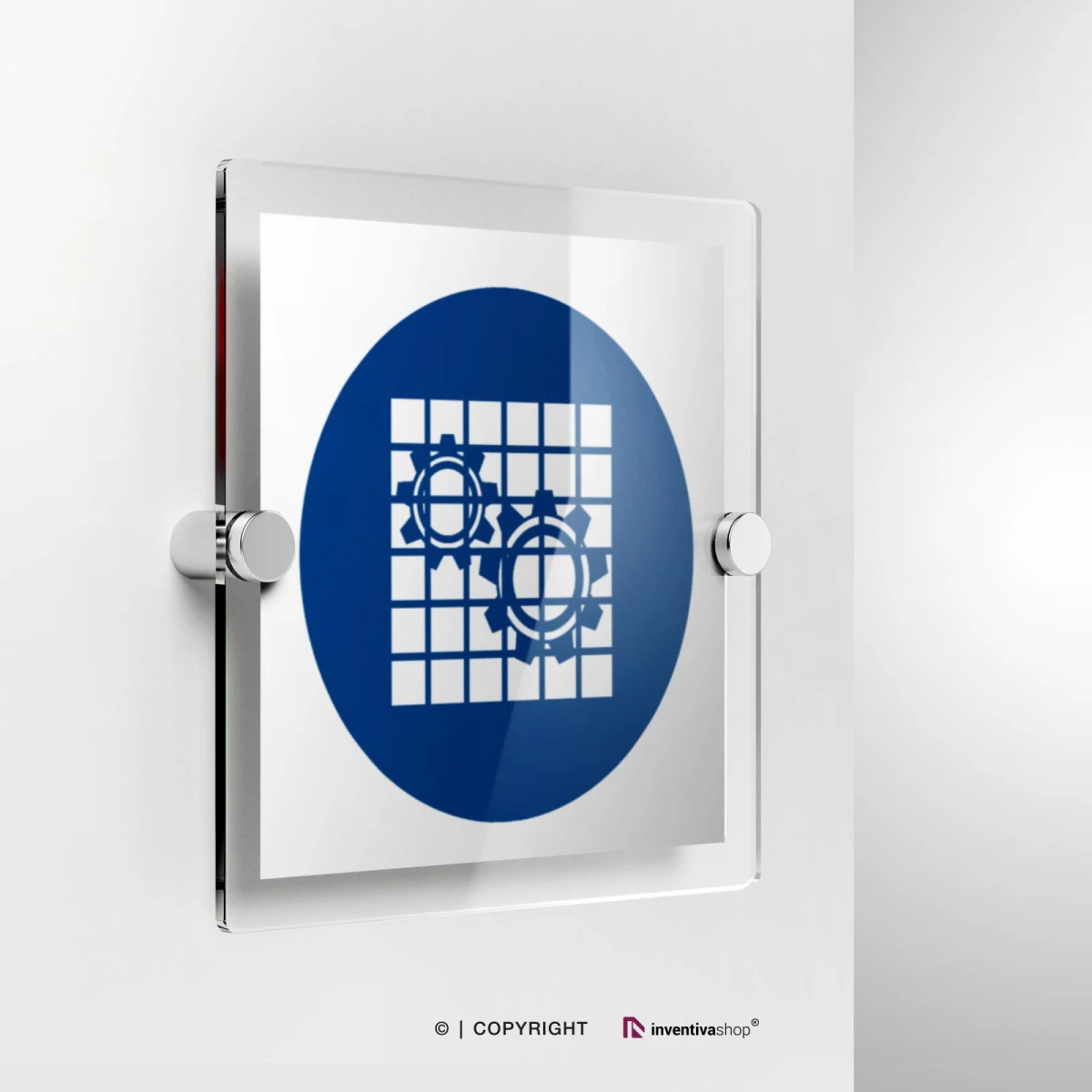 Cartello verificare l'efficienza della protezione M027 in plexiglass con fissaggio a parete