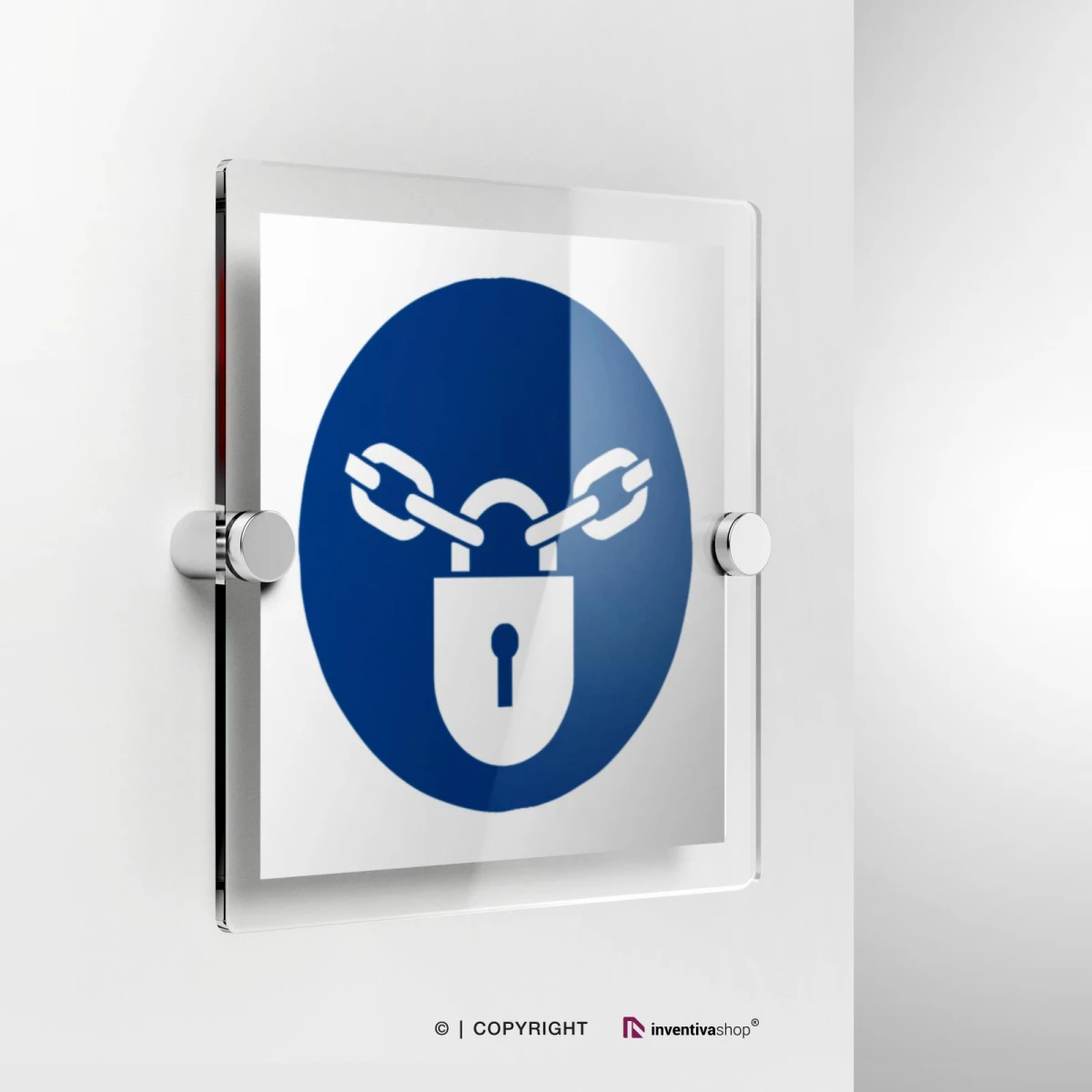 Cartello tenere chiuso M028 in plexiglass con fissaggio a parete