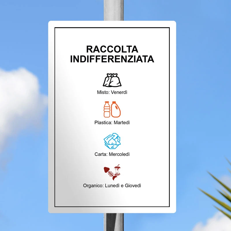 Cartello verticale per palo in alluminio