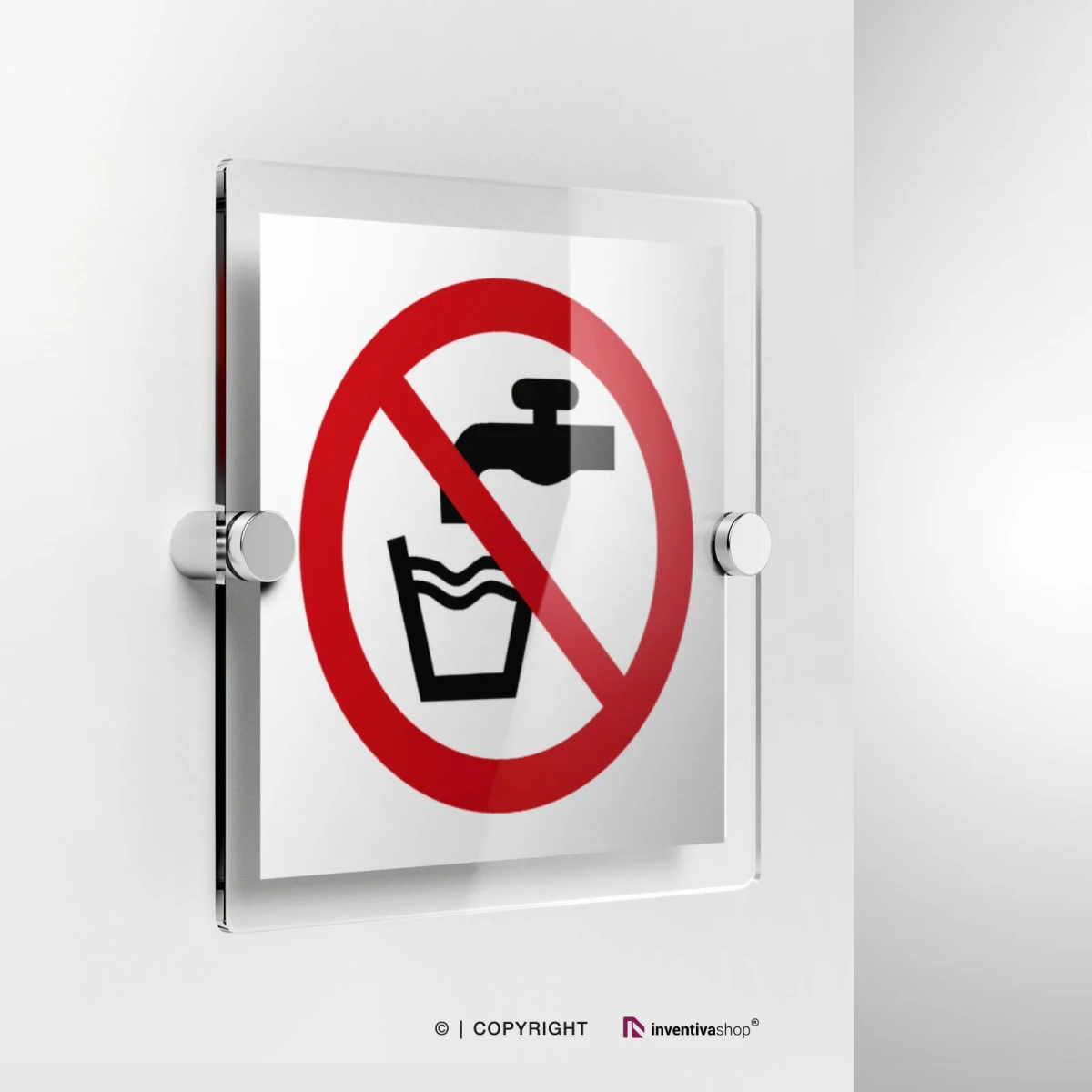 Cartello acqua non potabile P005 in plexiglass con fissaggio a parete