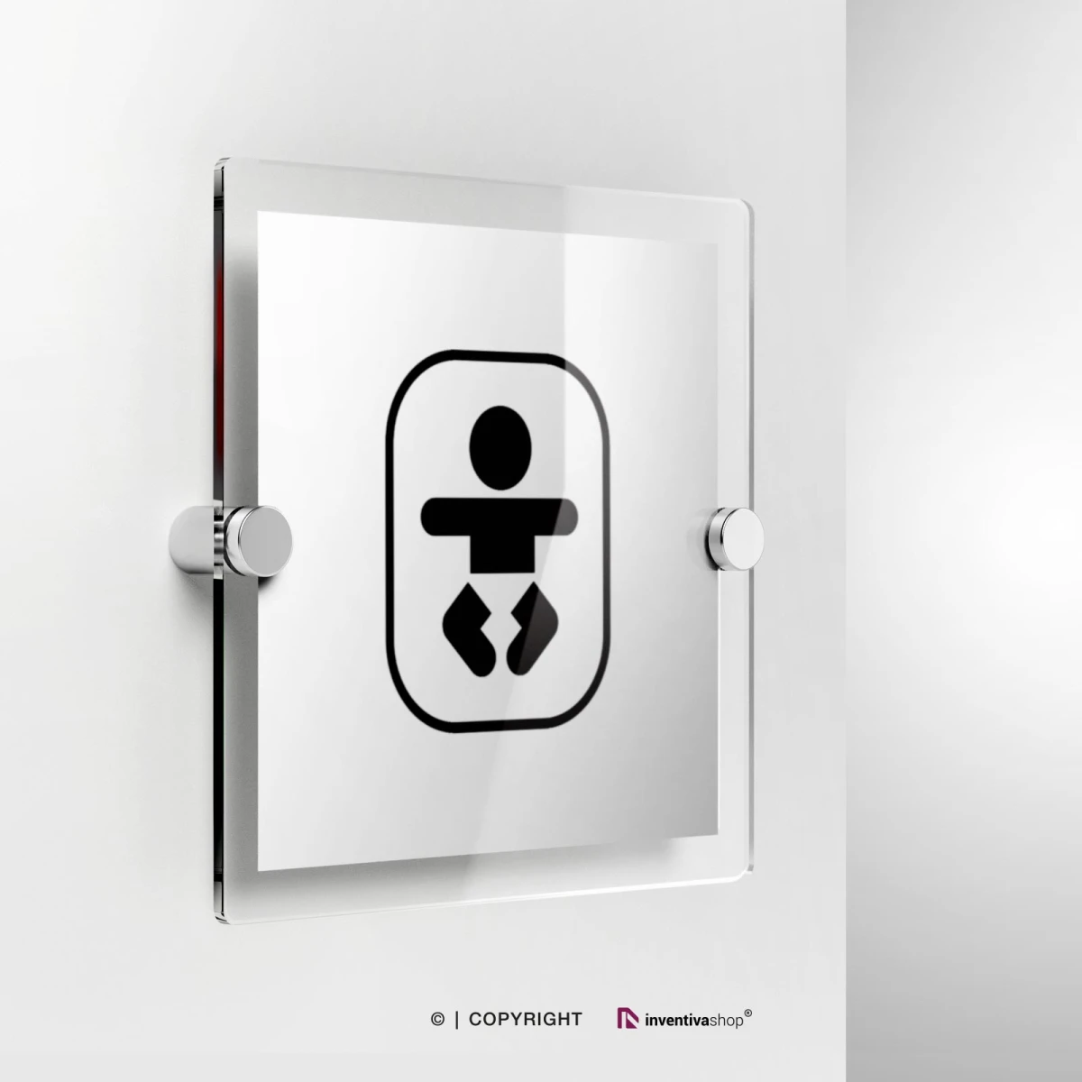 Cartello fasciatoio bimbo in plexiglass con fissaggio a parete
