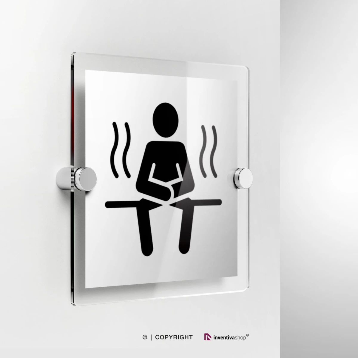 Cartello sauna in plexiglass con fissaggio a parete