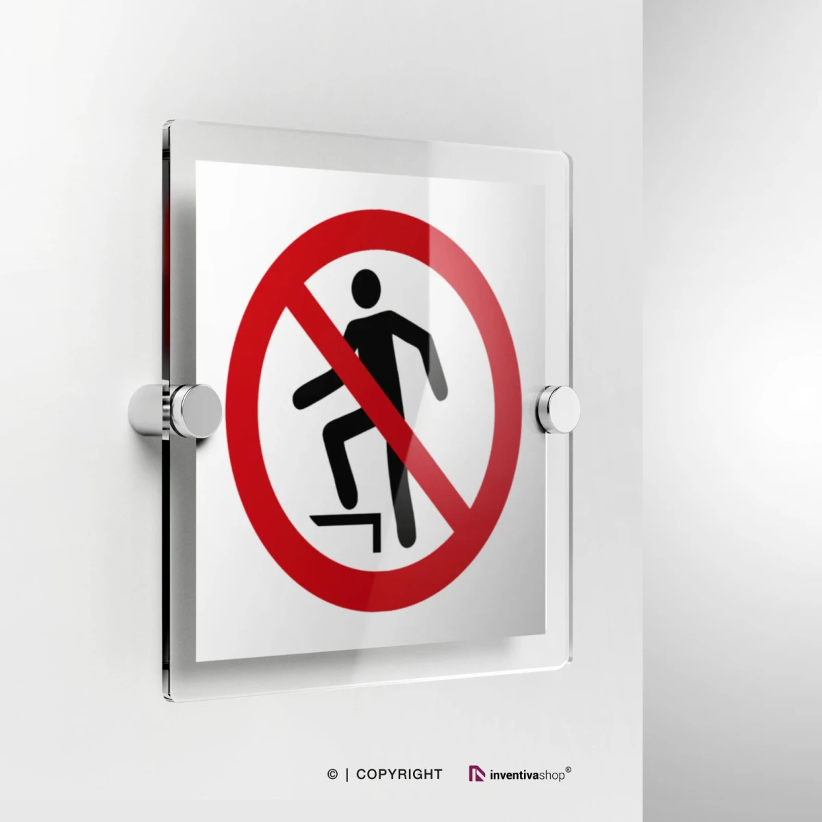 Cartello vietato salire P019 in plexiglass con fissaggio a parete