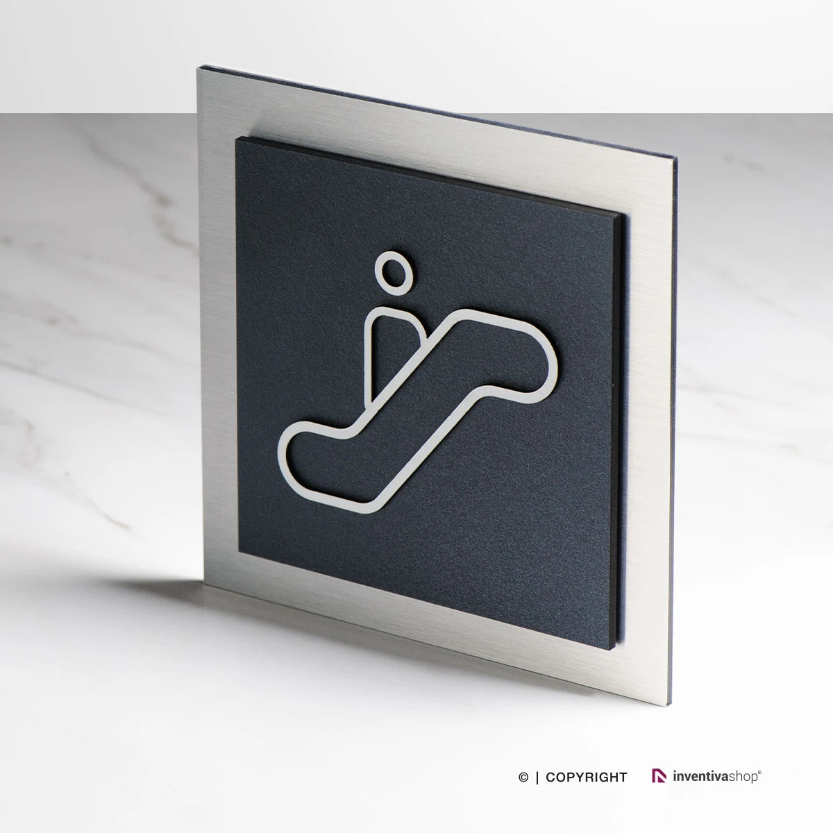 Sydney Pictogram Argento spazzolato, grigio satinato con pittogramma Argento