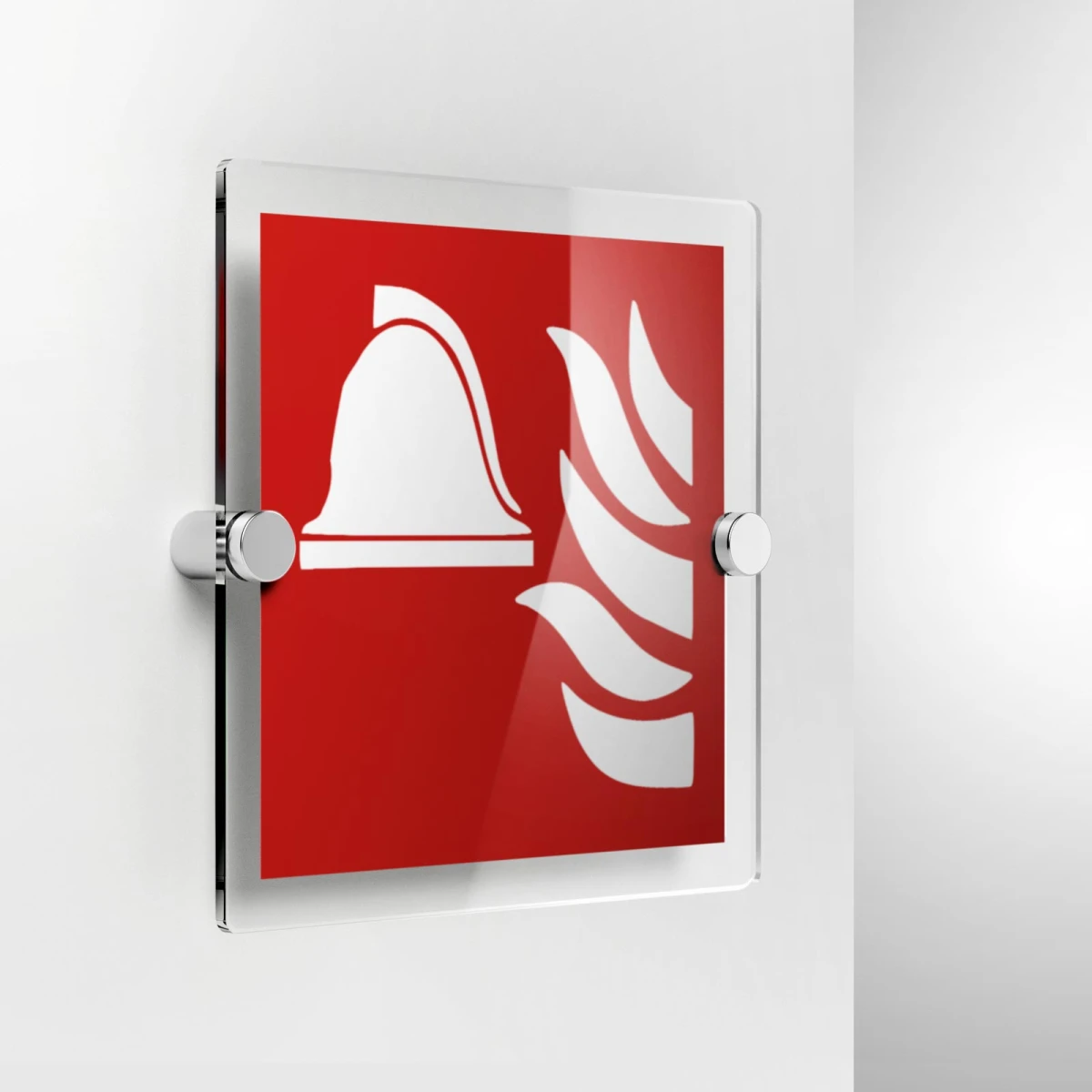 Cartello in plexiglass con due distanziatori simbolo attrezzatura antincendio F004