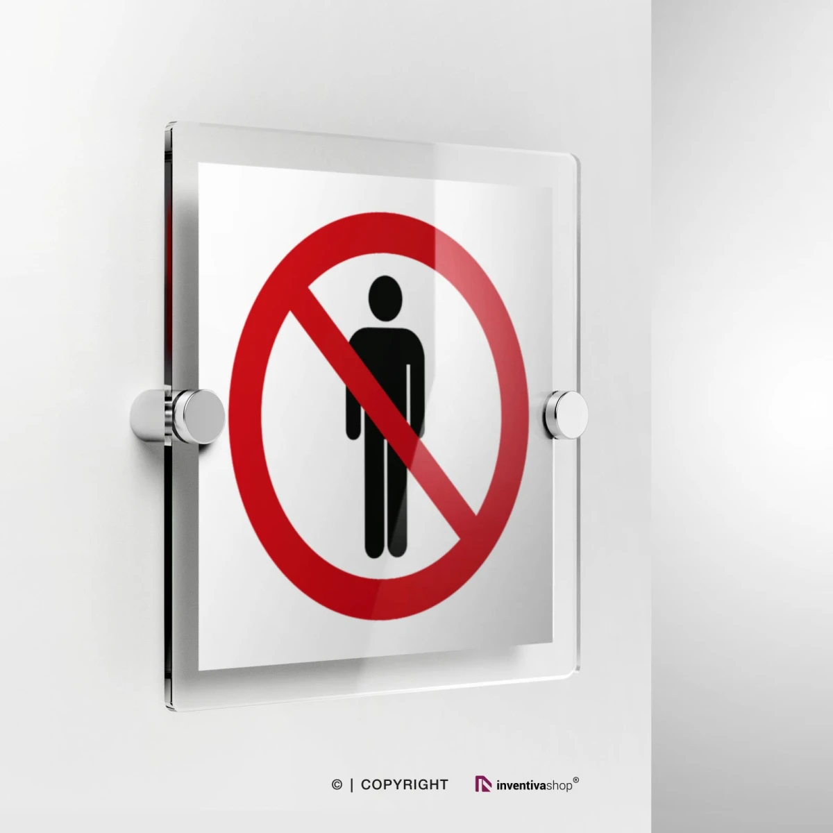 Cartello divieto di accesso pedonale in plexiglass con fissaggio a parete