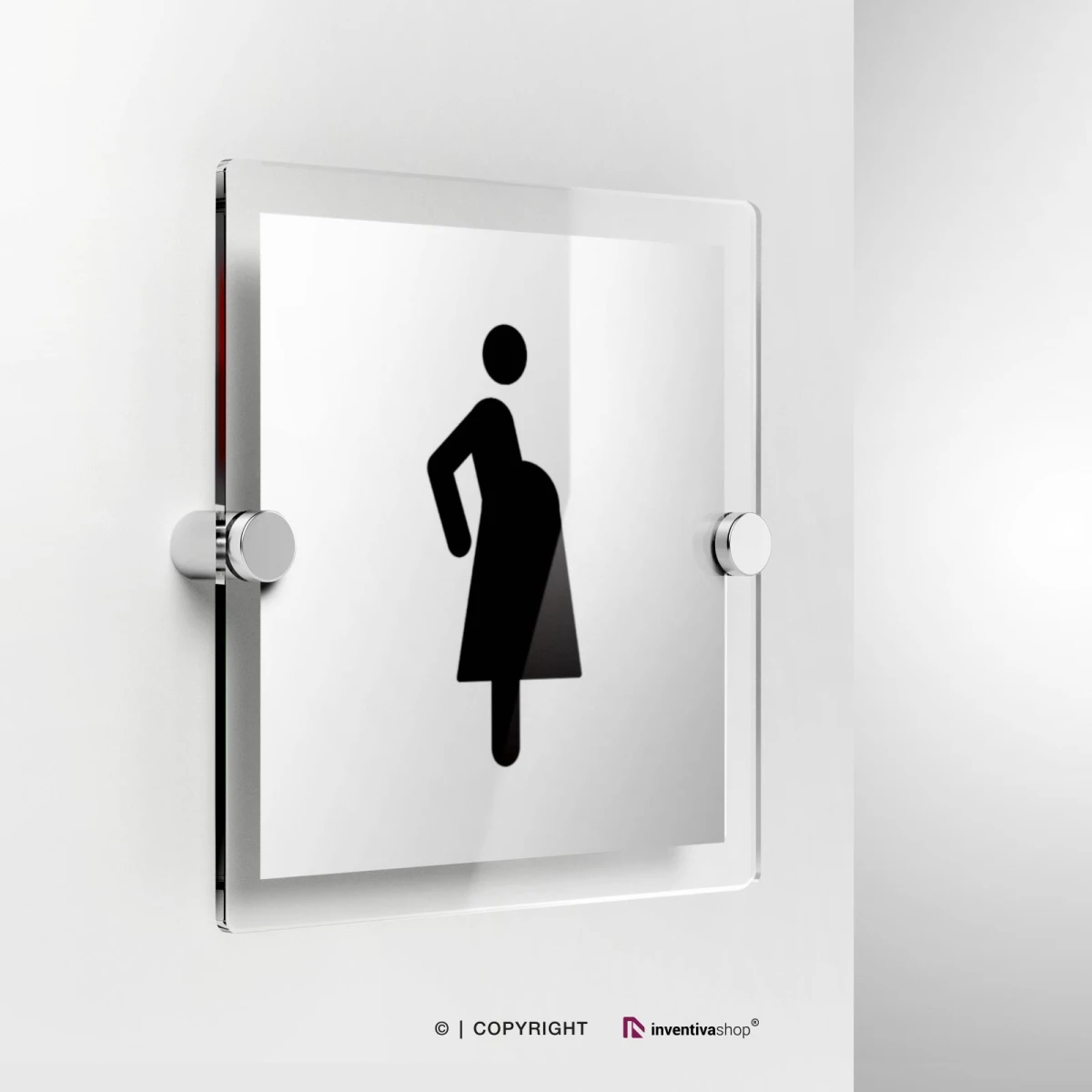 Cartello posto riservato donna incinta in plexiglass con fissaggio a parete
