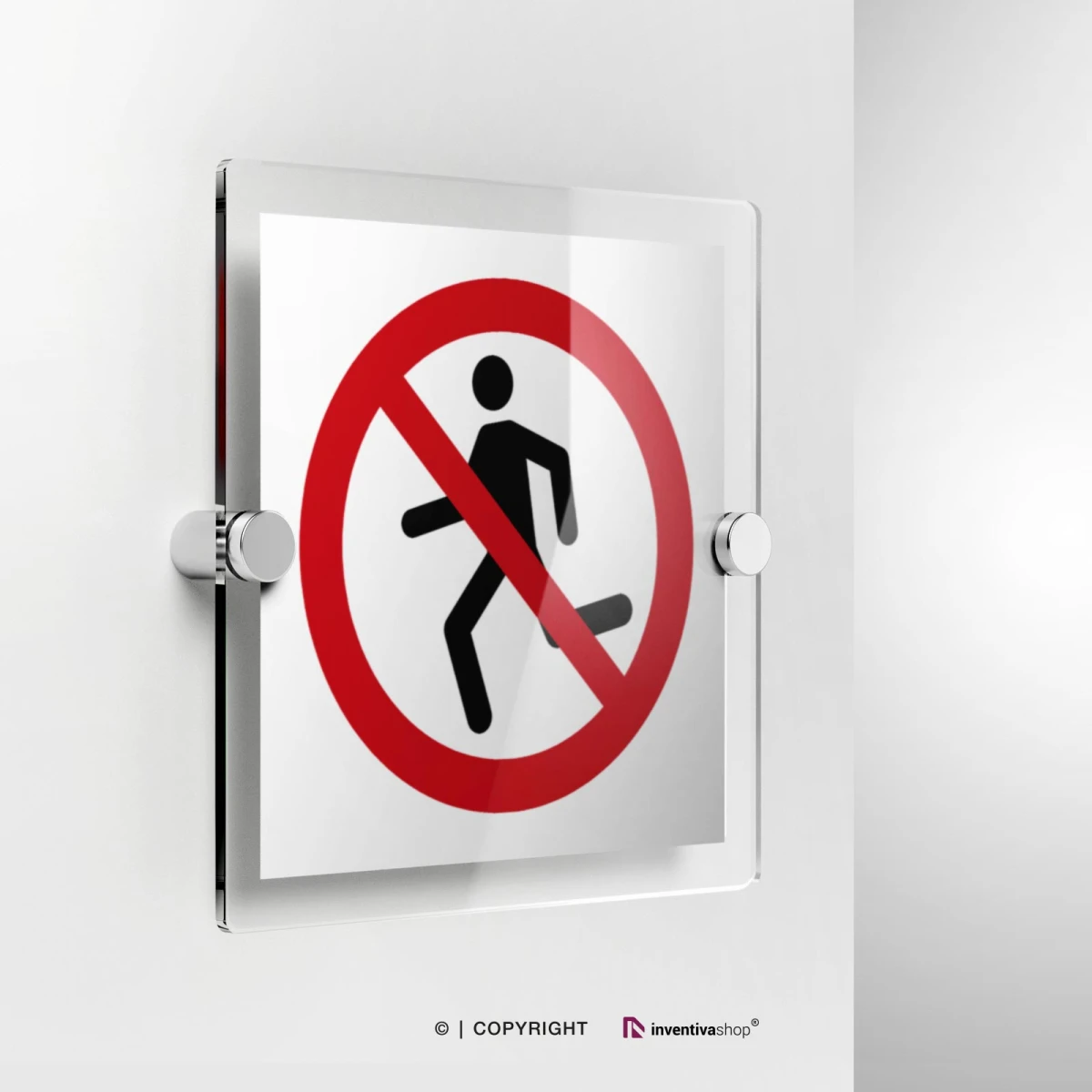 Cartello vietato correre P048 in plexiglass con fissaggio a parete