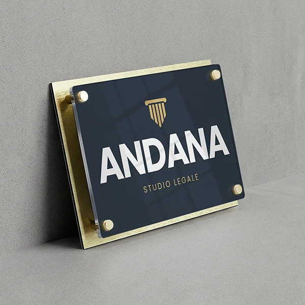 Targa Studio Legale Doppia Lastra fondo Oro Spazzolato