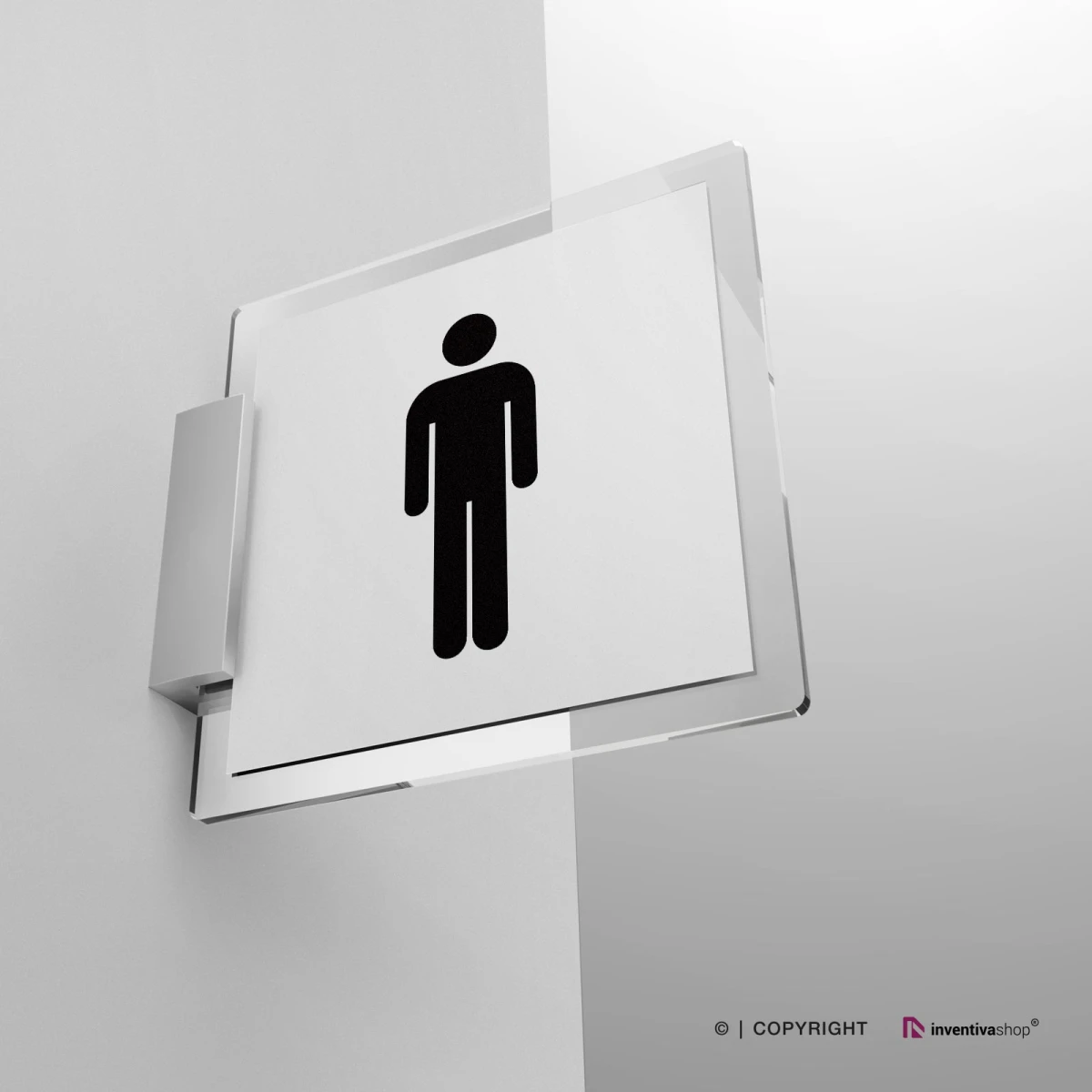Cartello toilette uomo classic in plexiglass bifacciale con clampflag
