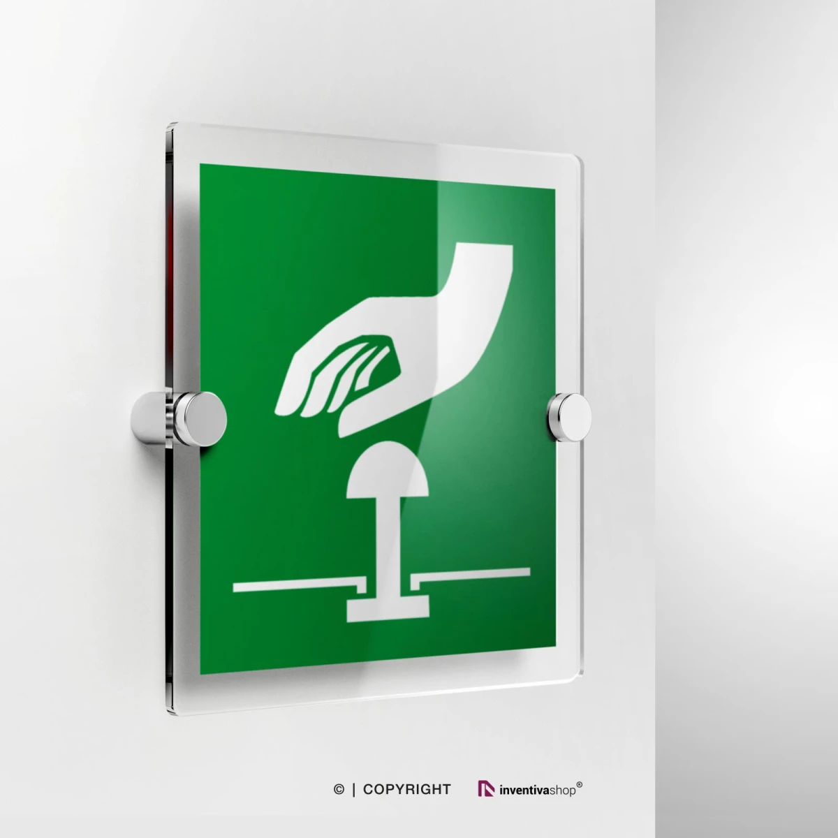 Cartello pulsante d'emergenza E020 in plexiglass