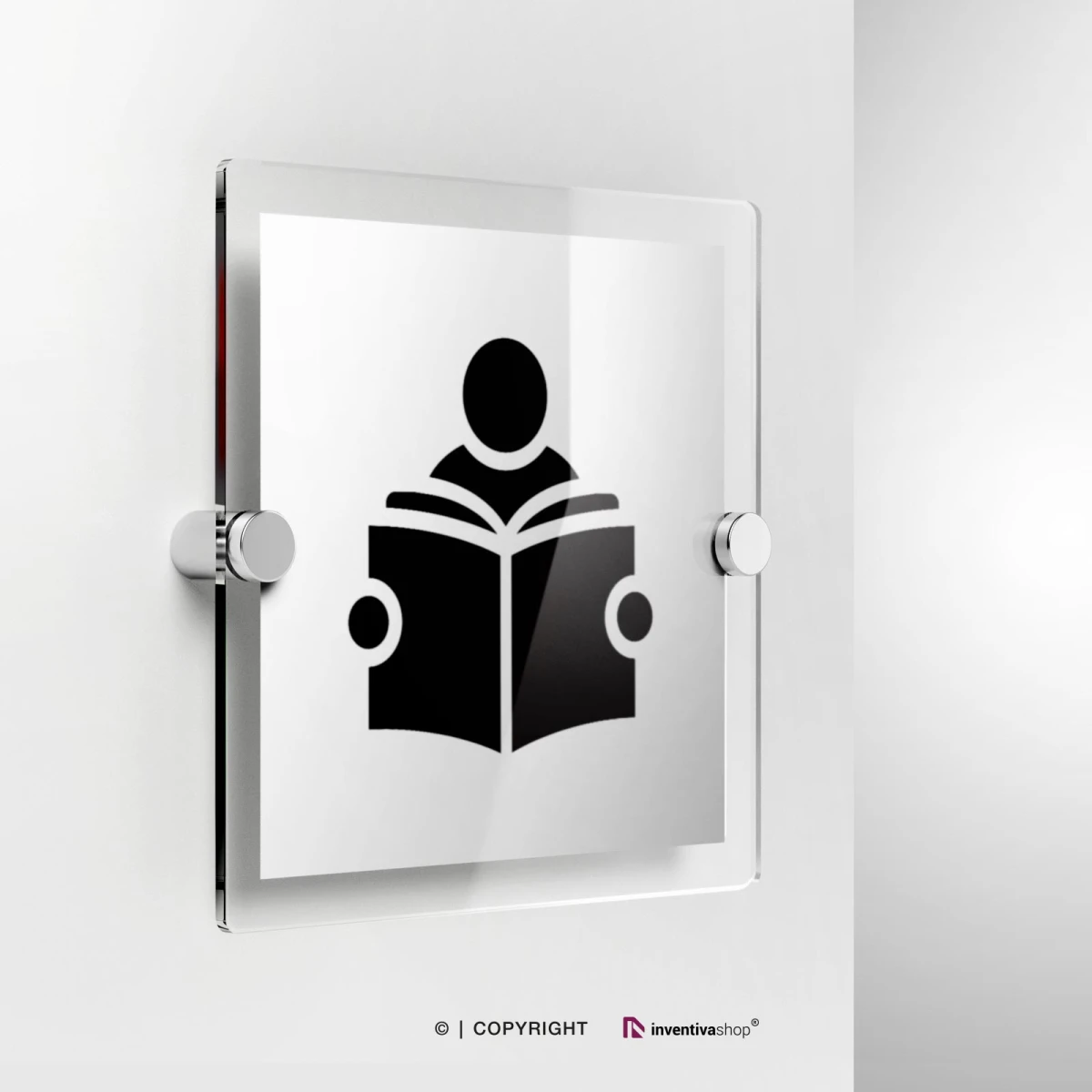 Cartello sala lettura in plexiglass con fissaggio a parete