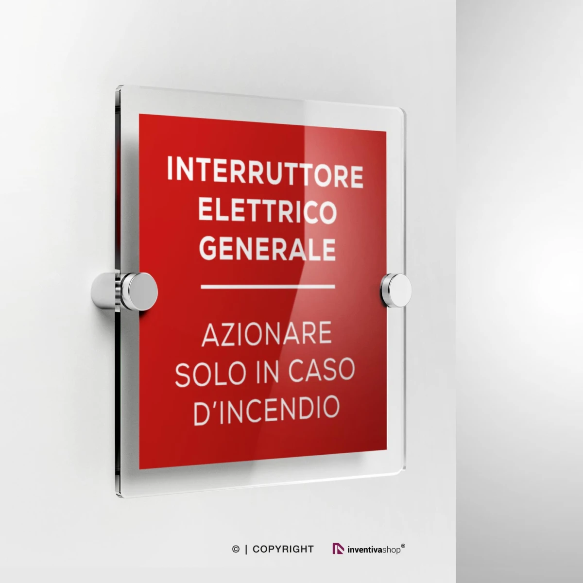 Cartello interruttore elettrico generale in plexiglass