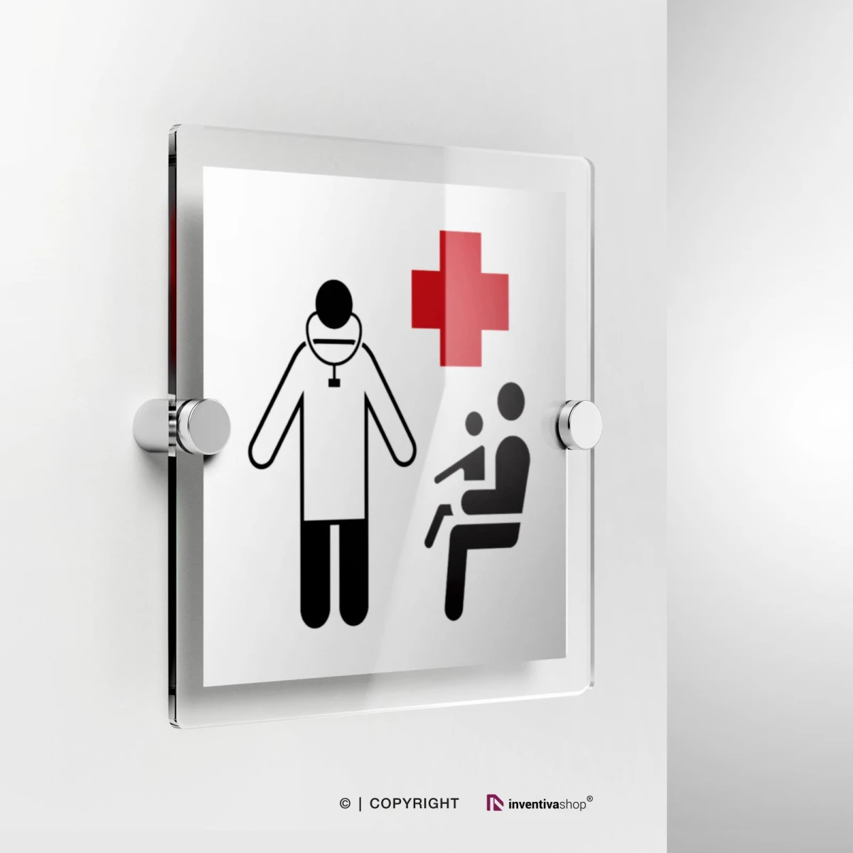 Cartello guardia medica a in plexiglass con fissaggio a parete