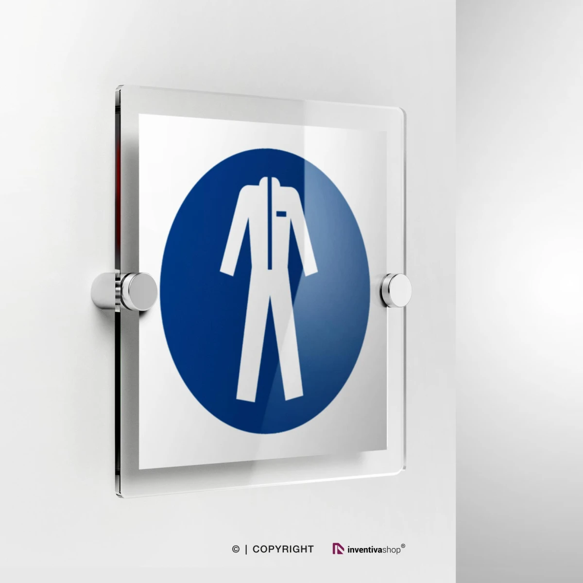 Cartello obbligatorio indossare indumenti protettivi M010 in plexiglass con fissaggio a parete
