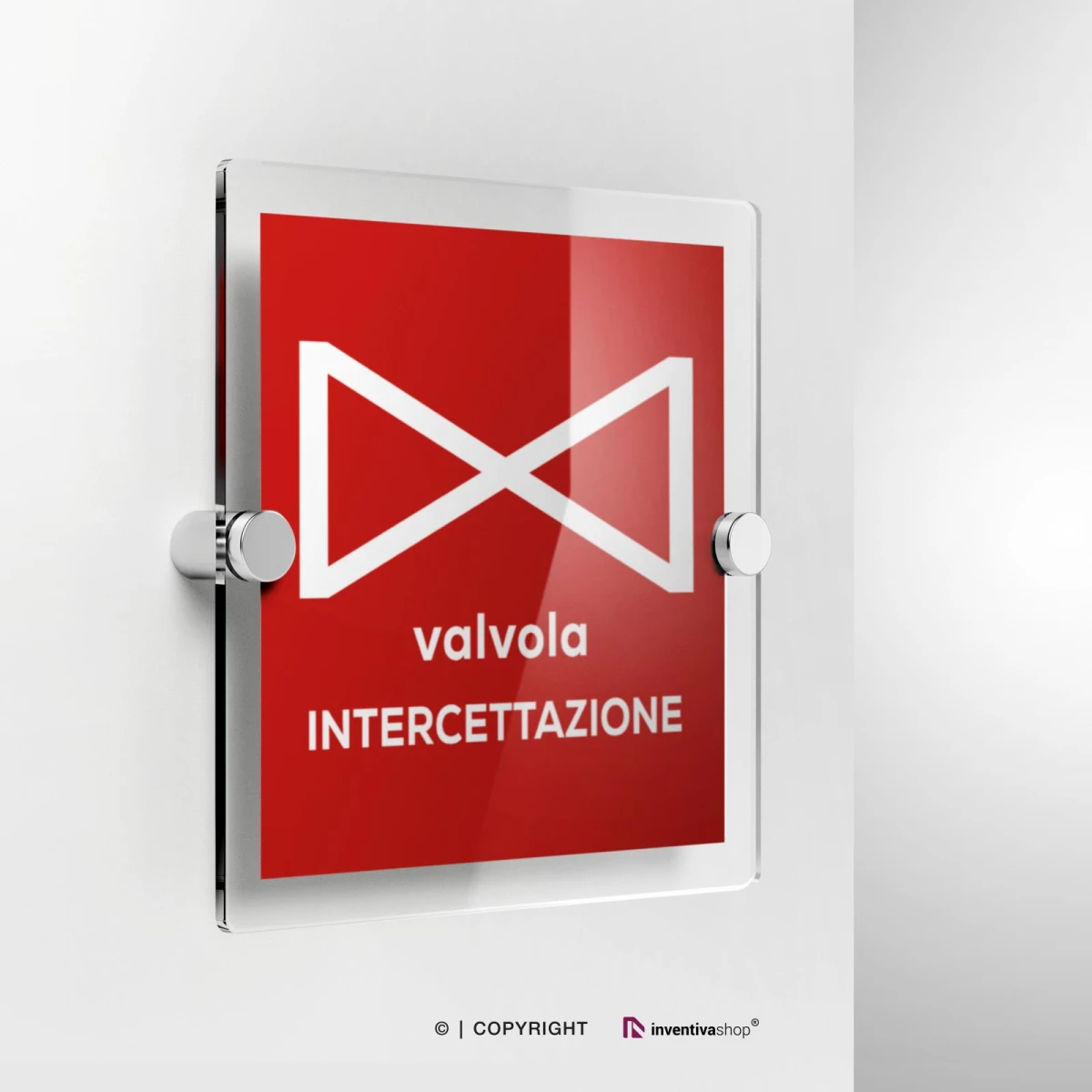 Cartello valvola intercettazione in plexiglass
