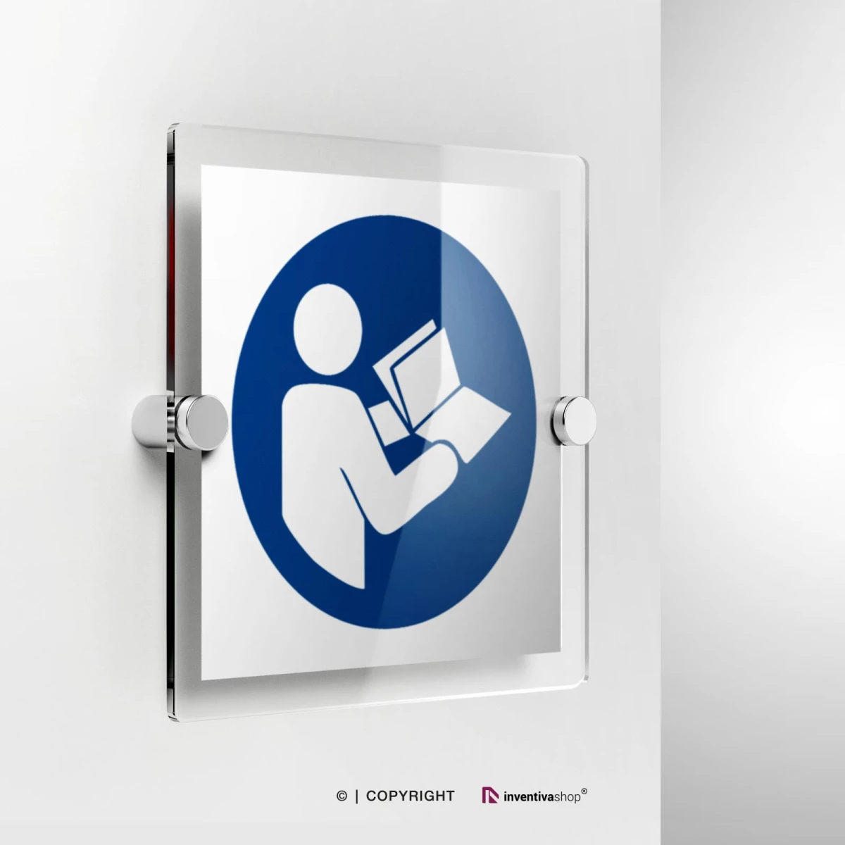 Cartello obbligo di leggere il manuale d'istruzione M002 in plexiglass con fissaggio a parete