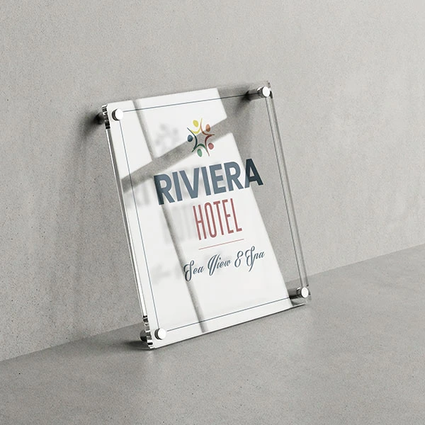Targa Ingresso Hotel Singola Lastra Plexiglass quadrata
