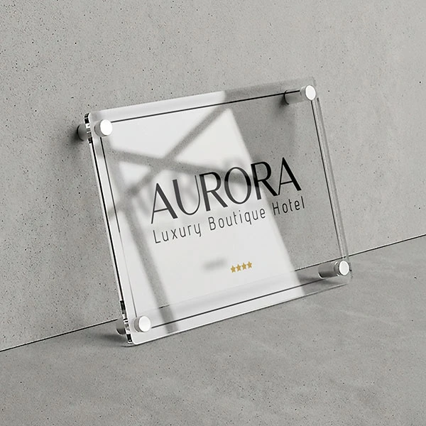 Targa Ingresso Hotel Singola Lastra Plexiglass cm 30x20