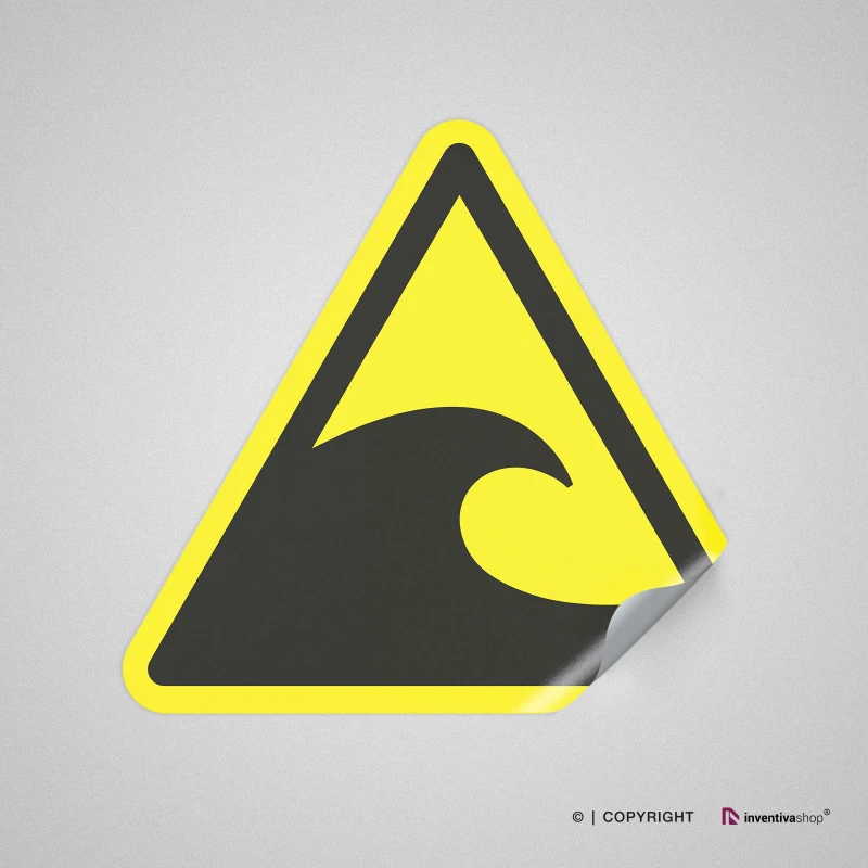 Cartello attenzione zona pericolo tsunami W056