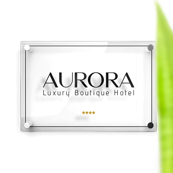 Targa Ingresso Hotel Singola Lastra Plexiglass cm 30x20