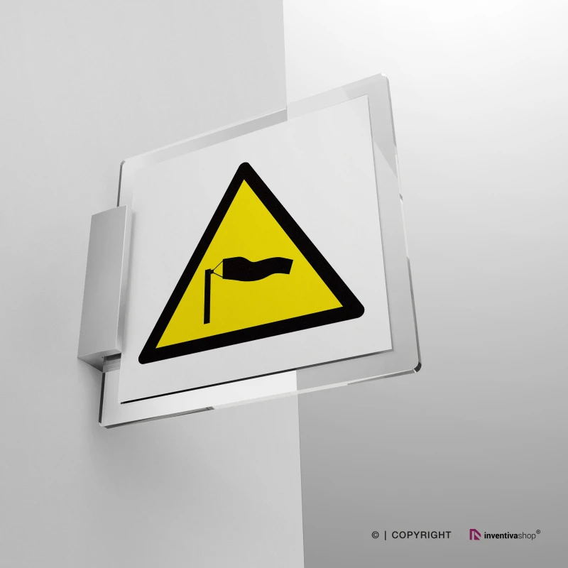 Cartello di pericolo attenzione venti forti W064