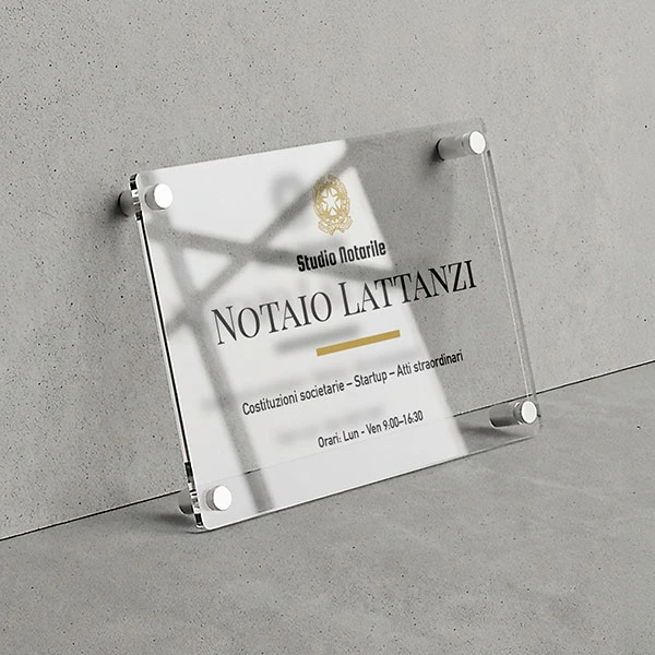Targa Notaio Singola lastra Plexiglass