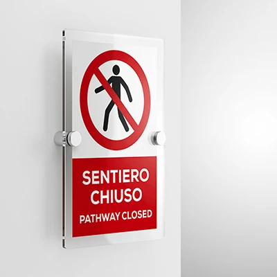 Cartello sentiero chiuso con testo mod. verticale