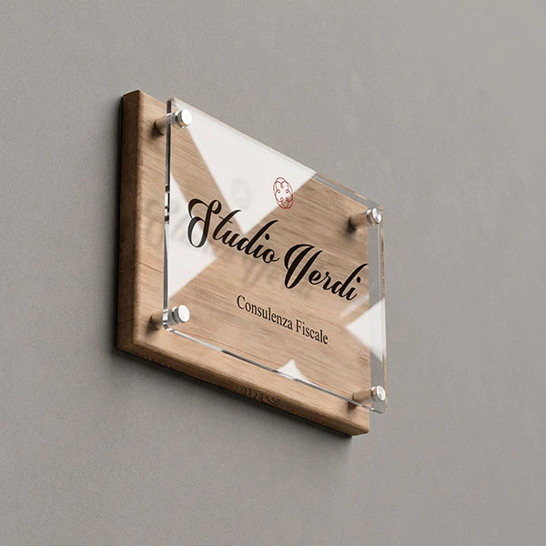 Targa Studio Architettura Doppia Lastra Wood Rettangolare