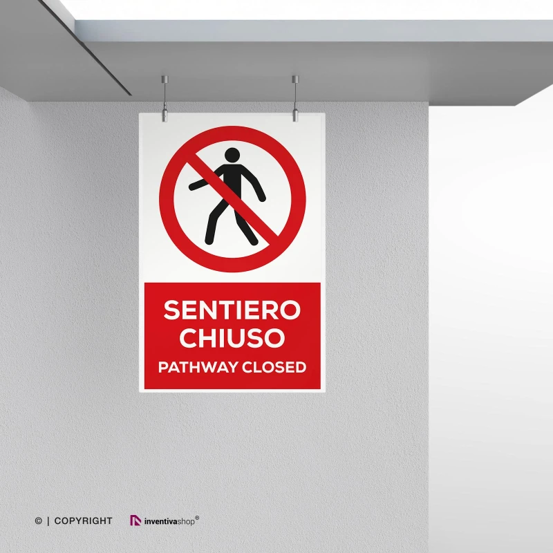 Cartello sentiero chiuso con testo mod. verticale