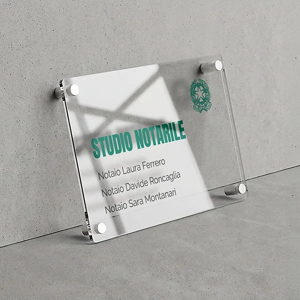 Targa Notaio Singola Lastra Plexiglass