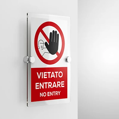 Cartello vietato entrare con testo mod. verticale