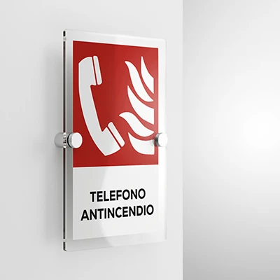 Cartello telefono antincendio con testo mod. verticale