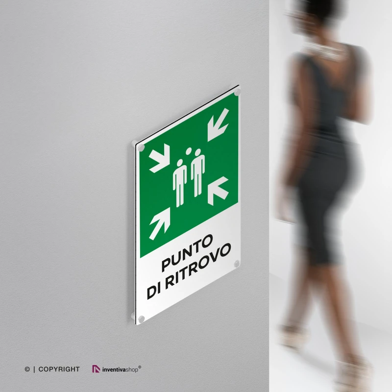 Cartello punto di ritrovo con testo mod. verticale