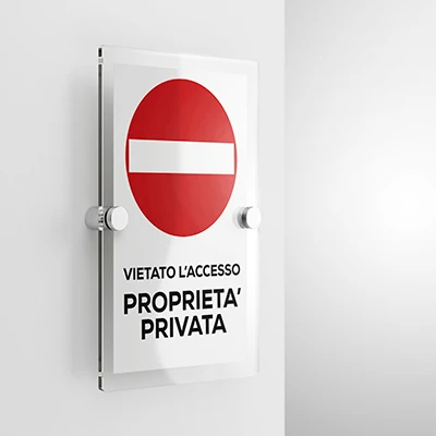 Cartello vietato l'accesso proprietà privata con testo mod. verticale